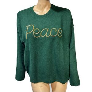 Vince Camuto Peace Crew Neck Women’s Sweater Size S Small Green Beaded NWT